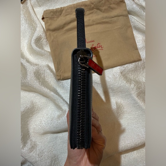 NEW Christian Louboutin Panettone Studs Logo Black Purse Zip Clutch Big Wallet - Picture 9 of 16